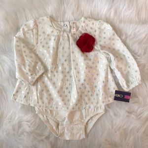 Baby Girl White Top with bottoms attached